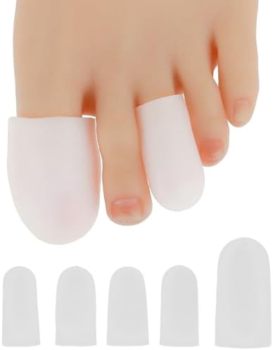 12 Pack Silicone Toe Protectors, Gel Toe Sleeves Toe Protectors Big Toe Caps Toe Cushions Closed Toe Cover for Blisters Corns Calluses Hammer Toes Rubbing and Ingrown Toenails (White)