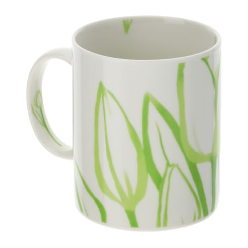 Hervit Tazza mug colazione in porcellana con tulipani verdi "Tulip" D8xH10 cm