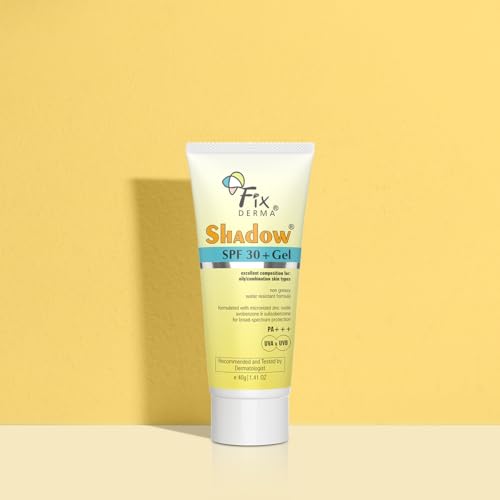 Image of Fixderma Shadow Sunscreen SPF 30+ Pa+++ Gel For Oily Skin | Lightweight, Water Resistant, No White Cast | Broad Spectrum Sunscreen Gel For UVA & UVB Protection | Women & Men | 40gm