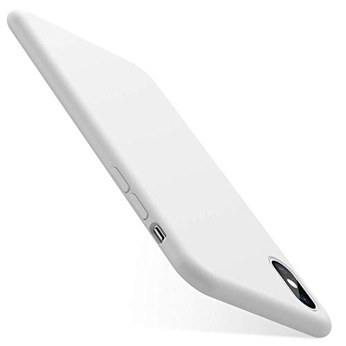 Case Compatible with iPhone Xs, AnsTOP Liquid Silicone Phone Case, Gel Rubber Shockproof Cover Full Protective Case for iPhone Xs Case (2018) (White)