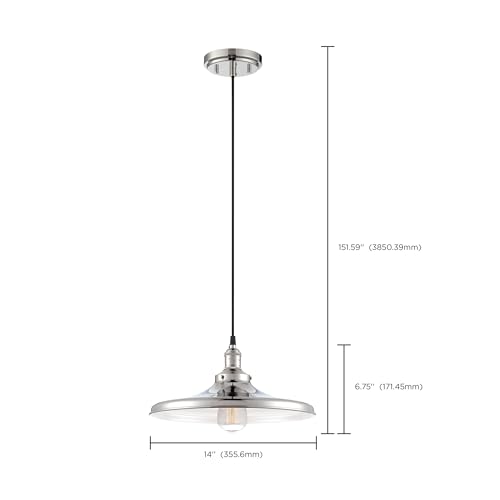 Image of Nuvo Lighting 60 /5406 Vintage Incandescent One Light Pendant Curved Polished Nickel