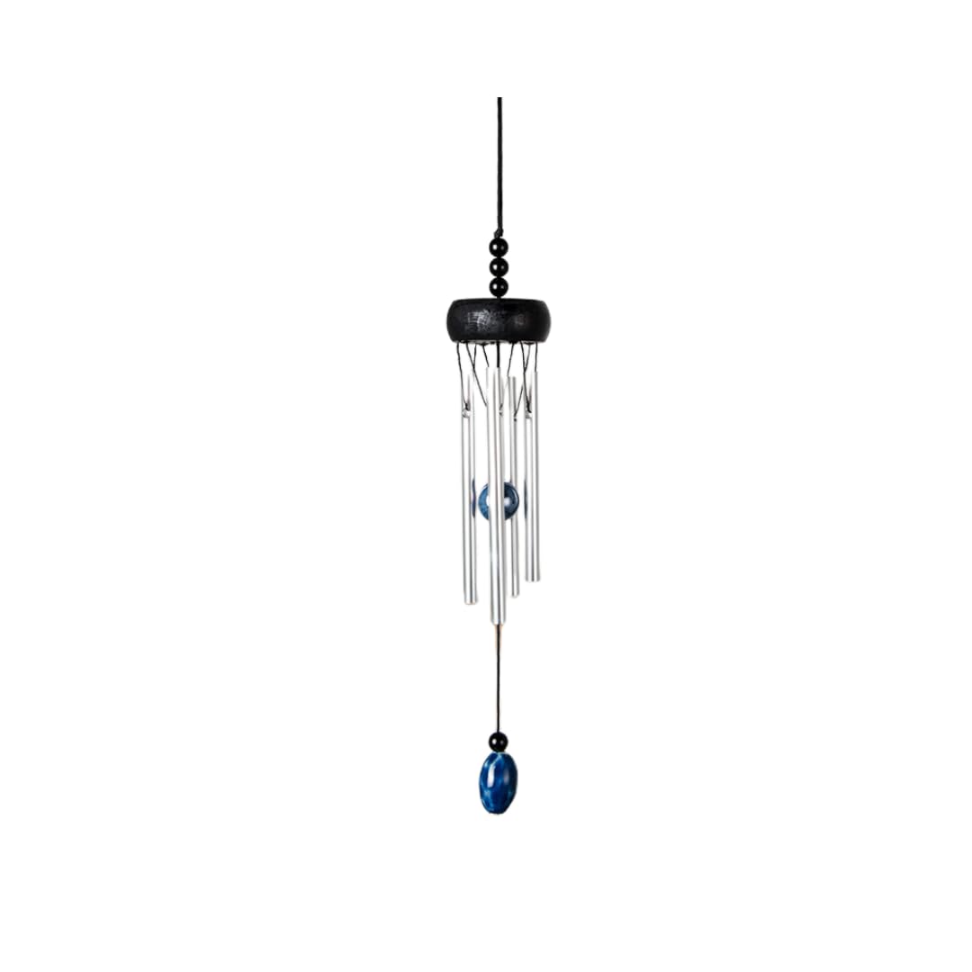 WOAIX Mini Wind Chime, Summer Tradition, Wind Chime, Indoor, Outdoor, Cool, Metal, Stone, Decorative, Money Luck, Tone (Small), Wind Chime, Aluminum (Black) : DIY, Tools & Garden