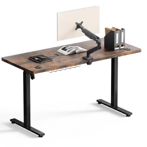 Image of SIAGO 63 x 24 Inch Electric Standing Desk with Single Monitor Stand