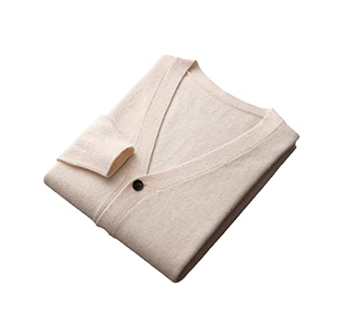 Veste en laine homme 100% pure et solide, un gilet col en V beige haut de gamme pour l'hiver