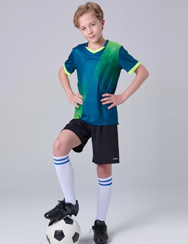 Image of 5 Pack Youth Boys Athletic Dry Fit T Shirts | Lightweight Short Sleeve Tees, Comfy Stretch, Regular Fit, for Teen Kids, Running Soccer Back to School