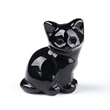 Sahoottie Katzen Deko Obsidian Katze Figur Schwarze Kristalle Steine Katzenfigur Obsidian Deko Figuren Geschenke für Katzenliebhaber Katze Geschenk Dekoration für Zuhause
