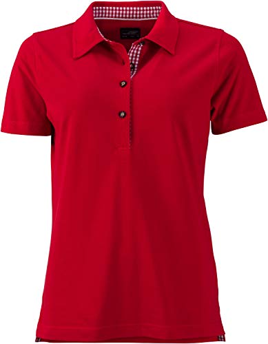 James & Nicholson Damen Ladies' Traditional Polo Poloshirt, Rot (Red/Red-White), 40 (Herstellergröße: XL)