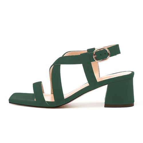 Womens Sandals, Square Open Toe Low Chunky Heels, Adjustable Strap Buckle Fashion Solid Sandal2