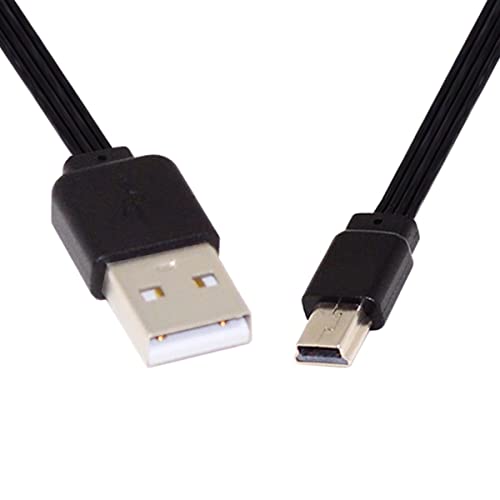 CY 13cm USB 2.0 Type-A Male to Mini 5Pin USB Male Data Flat Slim FPC Cable for FPV Disk Phone, Black