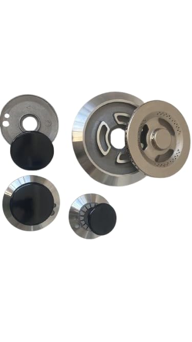 KIT BRUCIATORI in alluminio + SPARTIFIAMMA TRIPLA CORONA + 3 cappellotti (2 MEDI UGUALI 1 PICCOLO) NO ORIGINALI compatibili con SMEG KIT B 5338
