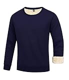 FASKUNOIE Sweatshirts for Men Winter Fleece Soft Underwear Baselayer Sherpa Lined Shirts Navy