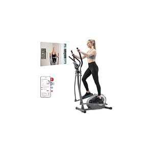 JLL Cross Trainer Smart Compact Elliptical Machine for Home, 2-in-1 Upright Whisper-Quiet Magnetic Resistance, Low-Impact Foot Pedal Exerciser, Bluetooth SunnyFit App Compatible