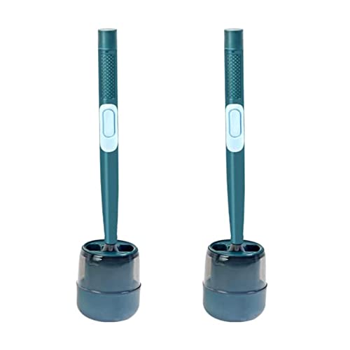 JRYX Household Punch-Free Wall Hanging Long Handle Silicone Toilet Brush with Liquid Tongue Type Hydraulic Cover