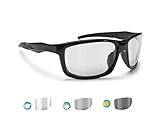 BERTONI Gafas Deportivas Fotocromaticas de Ciclismo Carrera Moto Running Esquí Envolventes a Prueba de Viento - Alien F Italy (Negro Mate)