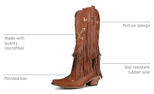 Image of SaraIris Women's Cowgirl Boots Knee High Fringe Boots