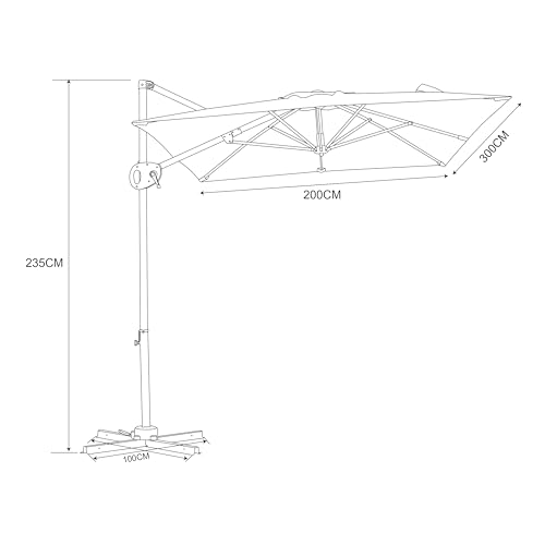 Parasol déporté rectangulaire inclinable pour stopper le soleil éblouissant - 3