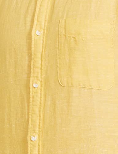 Image of Marks & Spencer Mens Solid Linen Blend Collared Neck Regular Fit Shirt