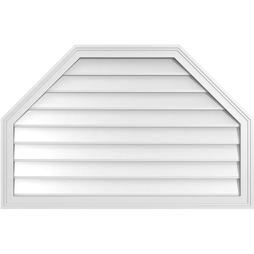 Ekena Millwork GVPOT40X2602SN Octagonal Top Surface Mount PVC Gable Vent, Factory Primed White