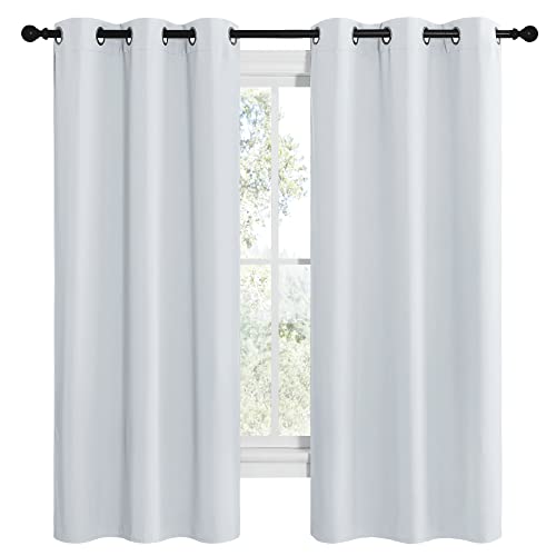 Image of NICETOWN Room Darkening Draperies Curtains Panels, Window Treatment Thermal Insulated Grommet Room Darkening Curtains /Drapes for Bedroom (Greyish White, 2 Panels, 42 by 68)