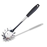 Fackelmann Initial Spaghetti Spoon, Stainless Steel with Plastic Handle, Kitchen Server, Pronged Pasta Fork with Slotted Holes, Serving Spoon, Scoop & Drain, 32cm, Silver