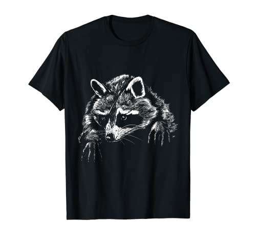 Racoon Cute Minimal Animal Line Art Realistic Modern Design T-Shirt