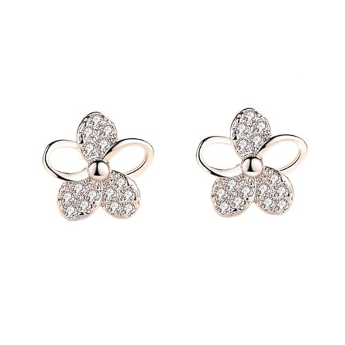 Boucles d'oreilles argent 925 femme avec zircon cristal clous rétro feuille