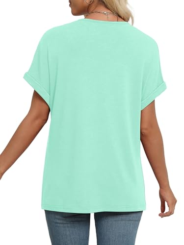 Image of WIHOLL Womens Summer Tops Short Dolman Sleeve Shirts 2026 Fashion V Neck Outfits Clothes