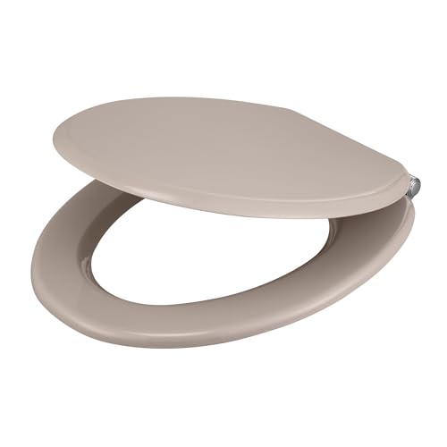 GoodHome Abattant WC Pilica Taupe en Bois Moulé avec Frein de Chute
