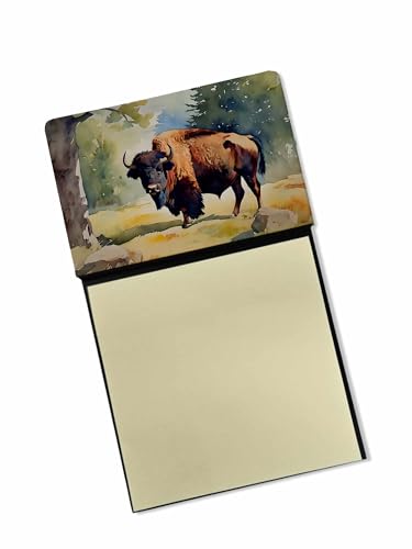 Caroline's Treasures American Bison Sticky Note Holder Refillable Dispenser Self-Sticky Note Pads, Memo Pads Blank Desk Accessories