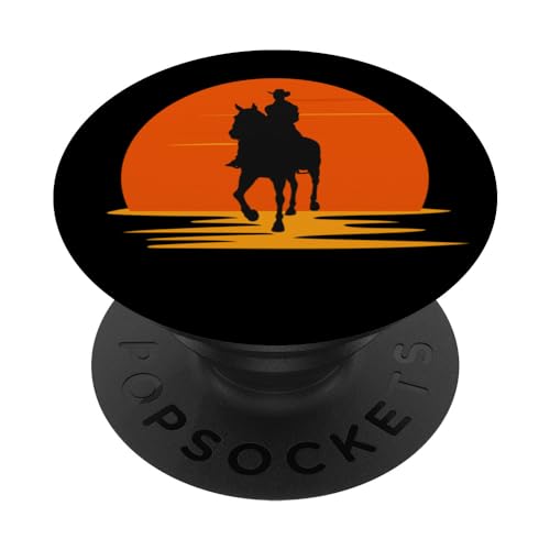 Chevalier Cowboy Coucher de Soleil Cadeau pour Hommes, Femmes, Filles, Enfants Garçons PopSockets PopGrip Interchangeable