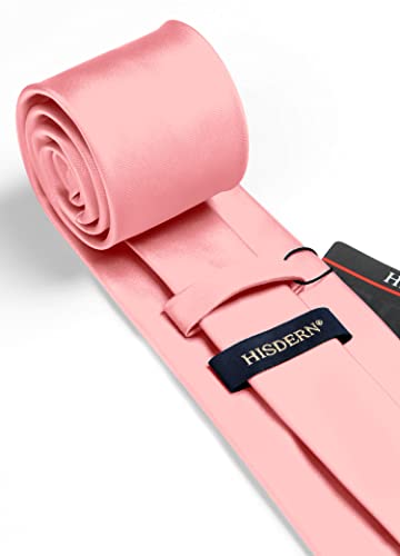 Image of HISDERN Mens Solid Color Ties Formal Satin Necktie and Pocket Square Set Classic Wedding Business Tie & Handkerchief