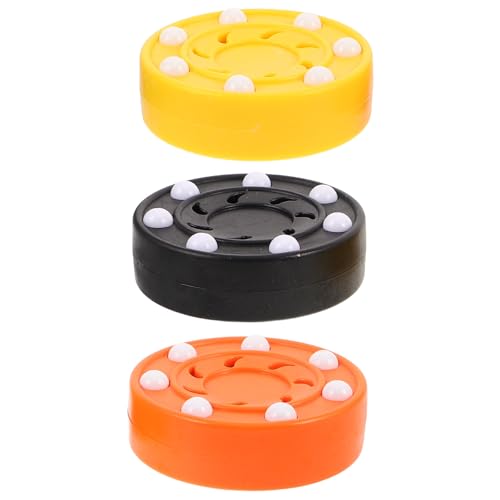 TOYANDONA 3pcs Hockey Pucks: Street Hockey Puck/Balls with Roller for Driveway Practice and Training - Indoor and Outdoor Sport Games Supplies