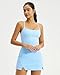 QINSEN Athletic Dress with Pockets Two Piece Spaghetti Strap Tennis Dresses with Shorts Light Blue S