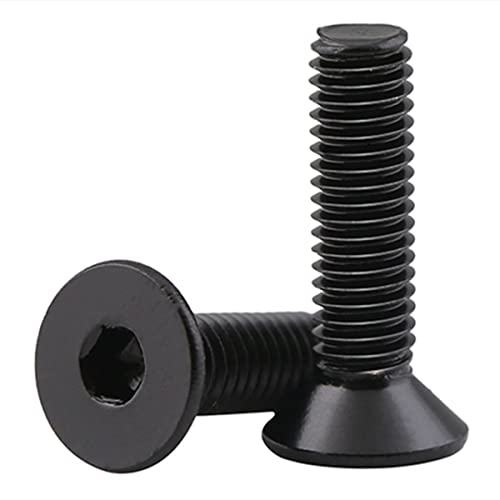 MACHSWON 10 PCS Hex Head Screw Bolts M2.5 * 16mm 304 Stainless Steel DIN7991 Hex Tap Bolts Countersunk Full Flat Head Socket Thread Hexagon Screws Black