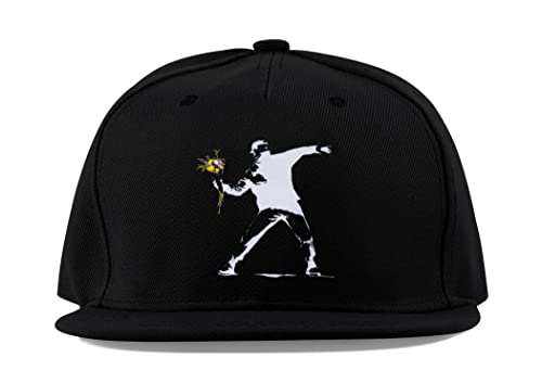 Casquette Banksy Flower Thrower en coton noir taille unique style street art unisexe