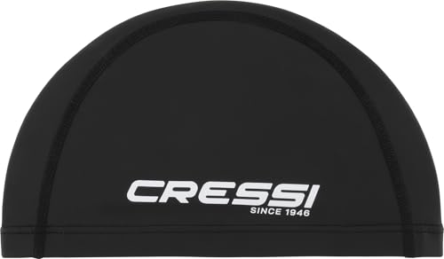 CRESSI Senna czepek kąpielowy powlekany PU, powlekany PU czepek pływacki dla dorosłych, czarny/biały, jeden rozmiar