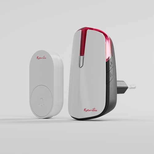 Image of Fybros VOX Wireless Doorbell | 1 Year Warranty | Plug-in |150m Range | Battery-Free Push | 32 Chimes, LED Night Light, White