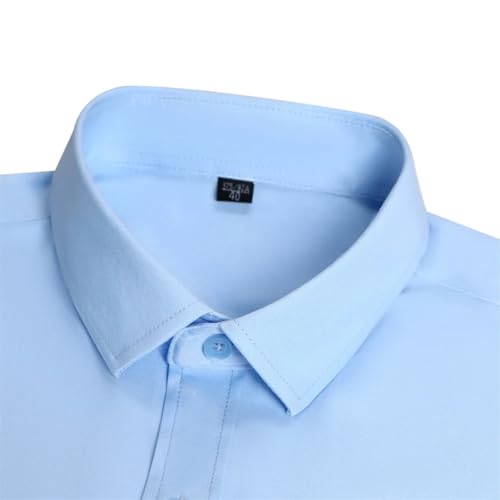 Chemise décontractée manches courtes bleu M au toucher fin et doux premium