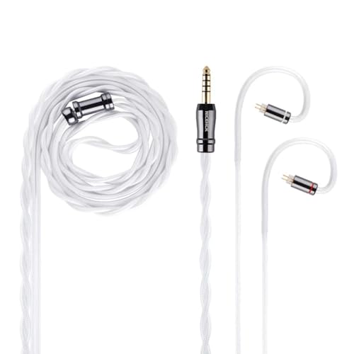 Image of Concept Kart NiceHCK SnowWings 2Pin 0.78mm Upgrade Cable for IEM Earphone with 4.4mm Plug, 7N OCC, 24K Gold & Silver Plated Copper, High Conductivity Copper Shielding (0.78mm-4.4mm, White)