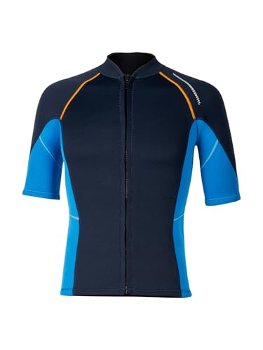 MSemis Herren Neoprenanzug Oberteil Jacke 2mm Neopren Kurzarm Tauchjacke mit Reißverschluss Surfen Stretch Top Navy blau M