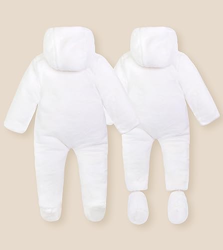 Image of SOLOCOTE Newborn Unisex Baby Boys Girls Winter Snowsuit Fleece Hooded Footed Romper Jumpsuit 3-18 months