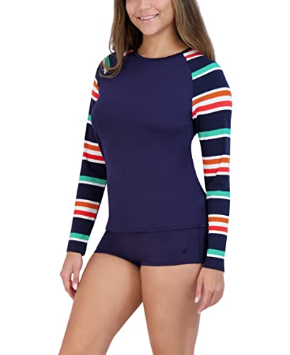 Image of Nautica Women's Long Sleeve Rashguard - Quick-Dry, UPF Protection, Swim Shirt, Pool, Beach, Hiking, Yoga, Volleyball