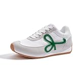 LUCKY STEP Zapatillas Mujer de Moda, Low Top Retro Clásico, Cómodas para Caminar y Running, Estilo Casual (Gris/Verde, 9US-39EU-6UK)