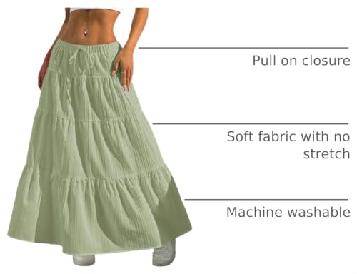 Image of Verdusa Women's Long Maxi Skirt Boho Flowy Flared Ruffle Skirts 2026 Beach Vacation Summer Going Out Outfits