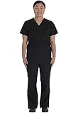 Vital Threads Men and Women Scrubs Set V-Neck Top & Drawstring Pant, VT509C, L, Black