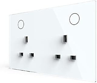 Livolo UK Standard Wall Power Socket Crystal Glass Panel, 13A Wall Outlet, VL-W2C2UK-11