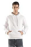 Klizzer Luxury Sudaderas con capucha para hombre 100% algodón Fleece Pullover Heavyweight Warm Hoodie Sweatshirt, Blanco, Medium