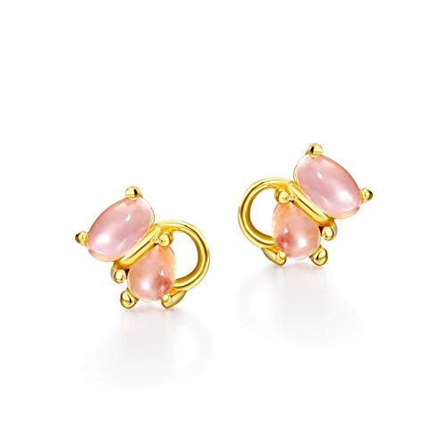 Creative S925 Silver Earrings Simple Wind Cute Demi Pink Crystal Stud Earrings Women