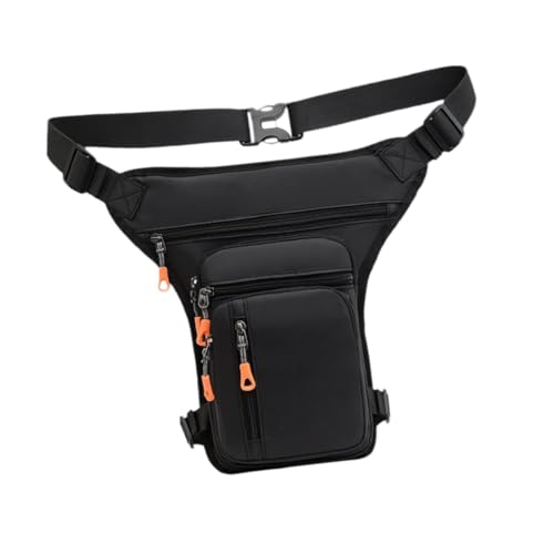 Yiju Mens Waist Bag Hip Drop Leg Bag Fanny Pack Multipurpose Shoulder Bag Thigh Bag for Riding Outdoor Sports Jogging Camping, Side Zipper Black