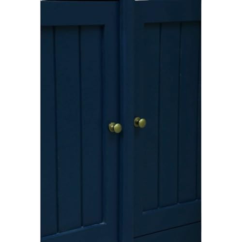 Image of Solid Wood Madrid 3 Drawer Sideboard | Sideboard Cabinet for Living Room | Finish- Premium Acrylic Midnight Blue and Tubaq
